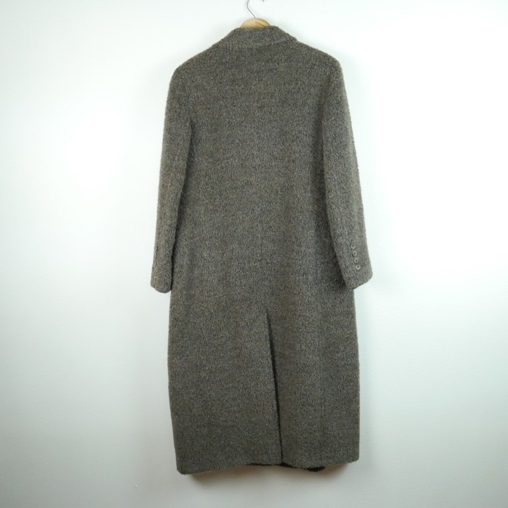 Vintage Alpaca Wool Blend Long Coat Brown Grey Overcoat 12 Quiet Luxury Minimal - Picture 9 of 16